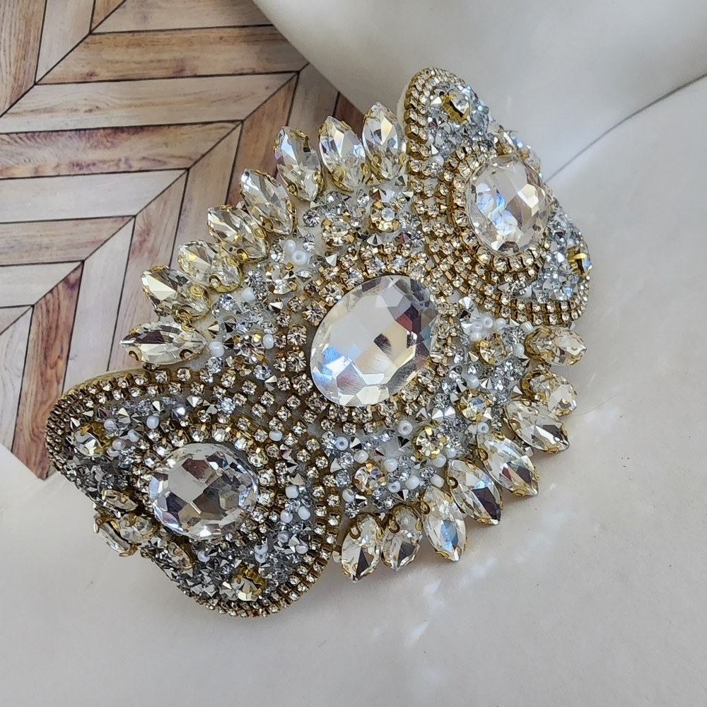 Exquisite Luxury Statement Headband Clear Rhinestones and Crystal Wedding NEW